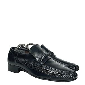 Florsheim Vintage Basket Weave Mens Black Leather Dress Shoes Loafers Size 9.5